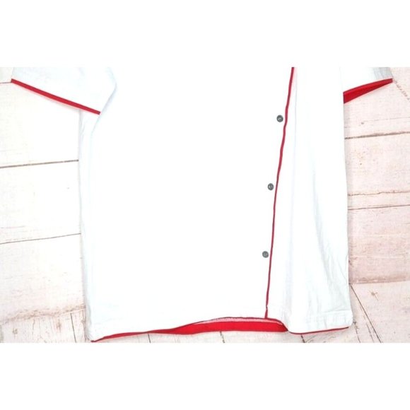 Vassari Los Angeles High Zipper Collar Large Red White Designer Shirt - Picture 4 of 10